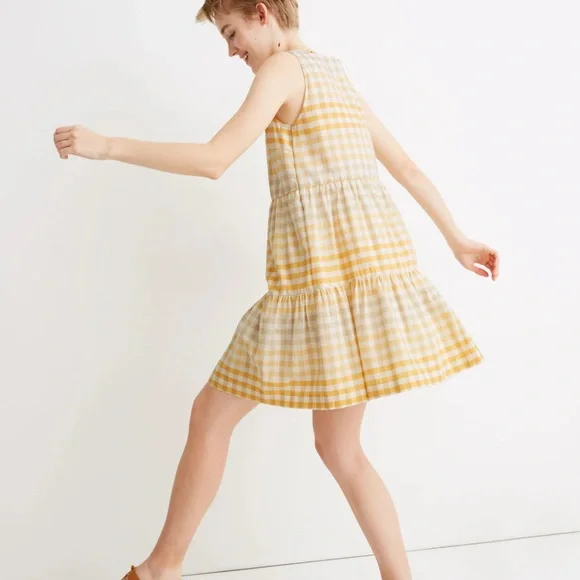 Madewell Button-Front Tiered Mini Dress